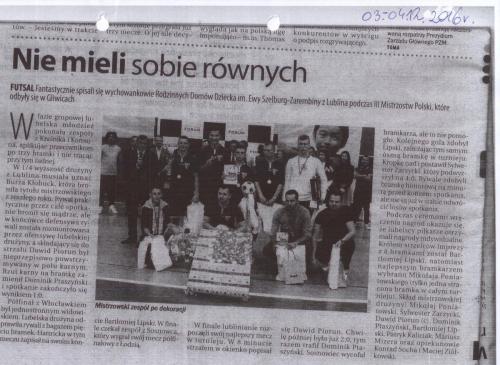 relacja z mistrzostw w Gliwicach w Dzienniku Wschodnim 3-4.12.2016